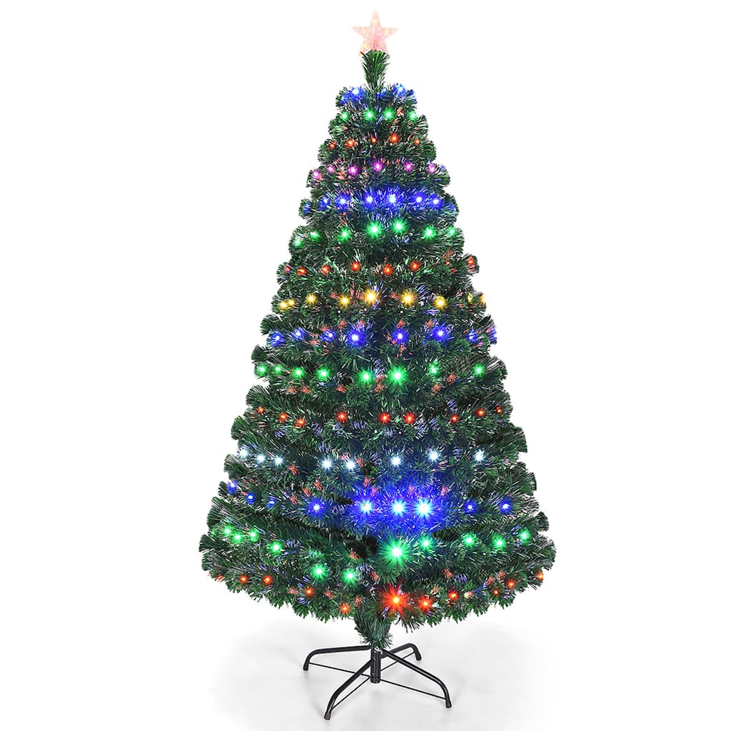 Costway 6' Pre-Lit Fiber Optic Artificial Christmas Tree w/Multicolor - 6 FT