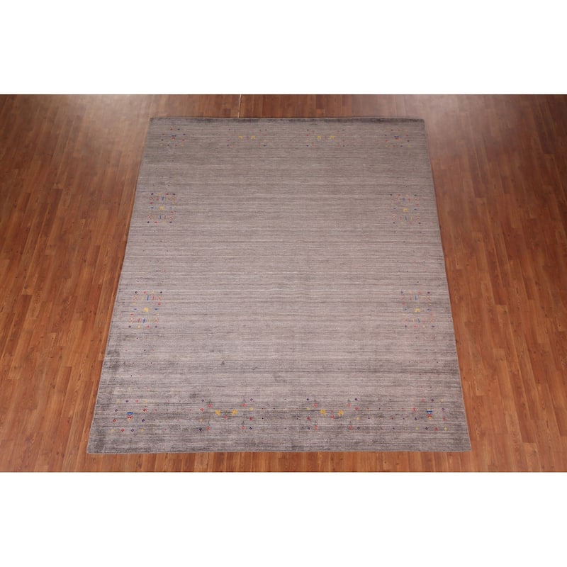 Gabbeh Indian Area Rug Handmade Brown Wool Carpet - 8'2"x 9'9"