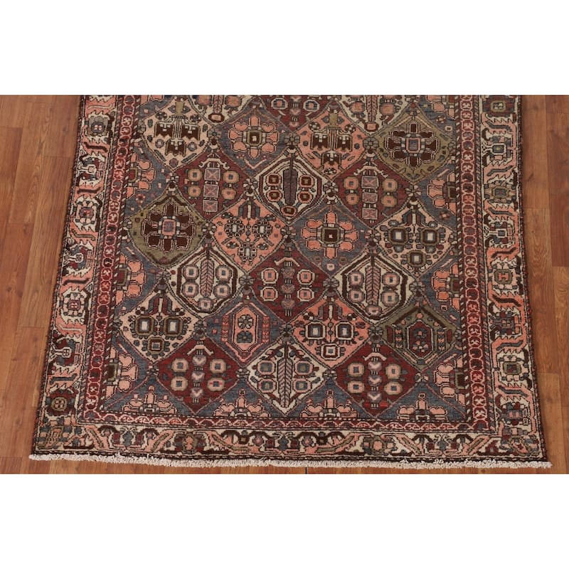 Vegetable Dye Bakhtiari Persian Antique Rug Hand-Knotted Wool Carpet - 4'11" x 6'4"