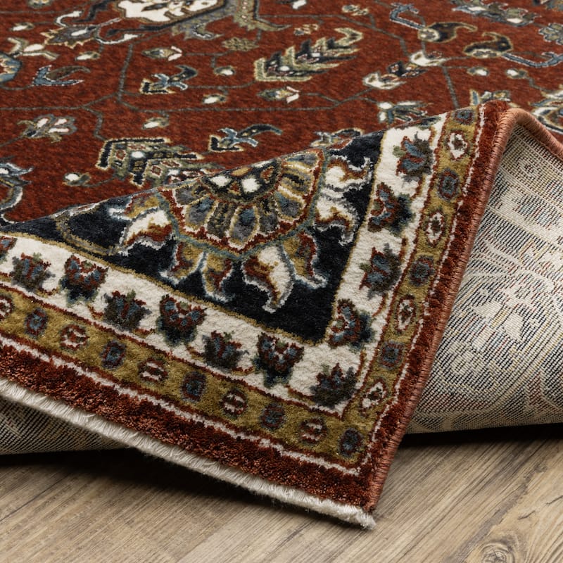 Style Haven Victoria Vintage Traditions Navy/ Rust Area Rug