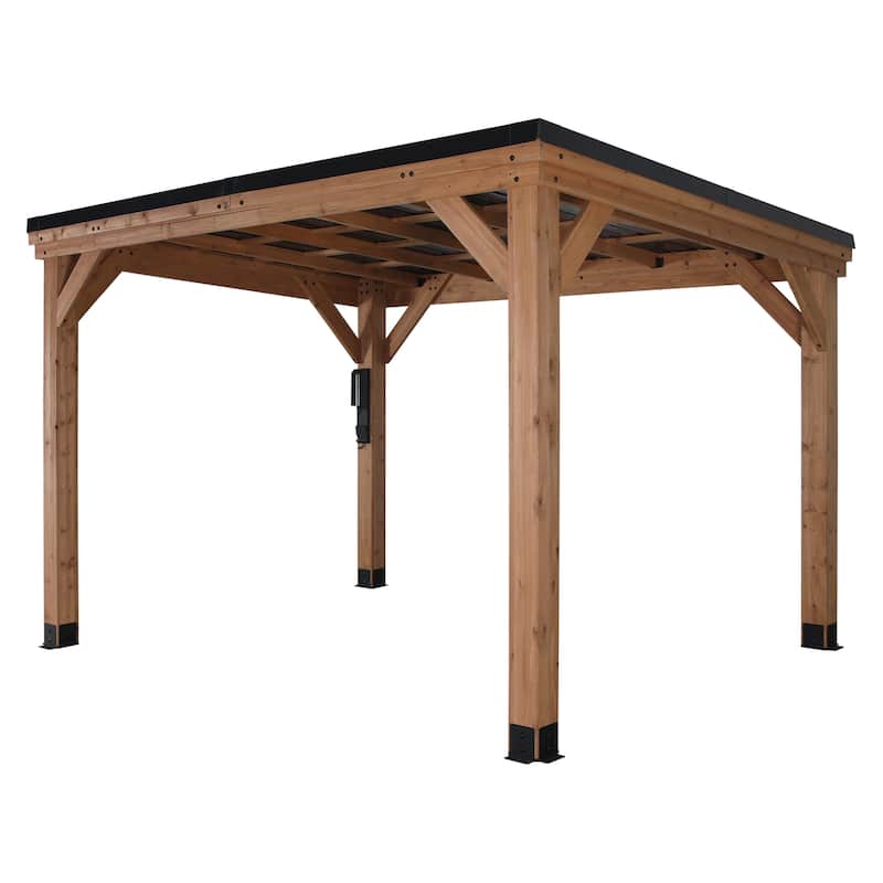 Backyard Discovery Arcadia 12x9.5' Cedar Wood Gazebo with Steel Roof