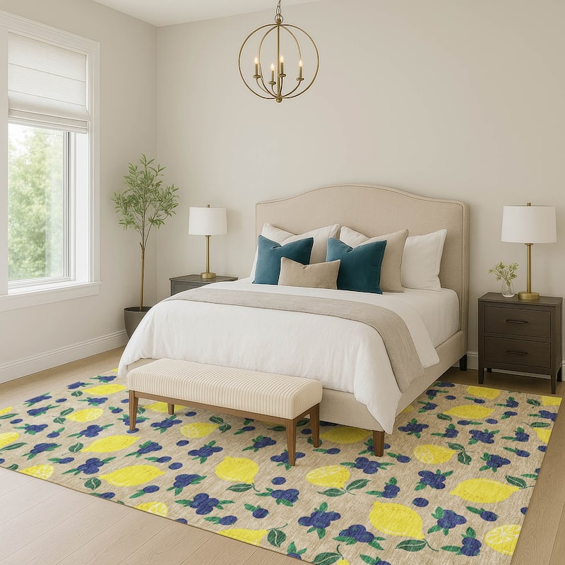 Machine Washable Indoor/ Outdoor Citrus Berry Chantille Rug