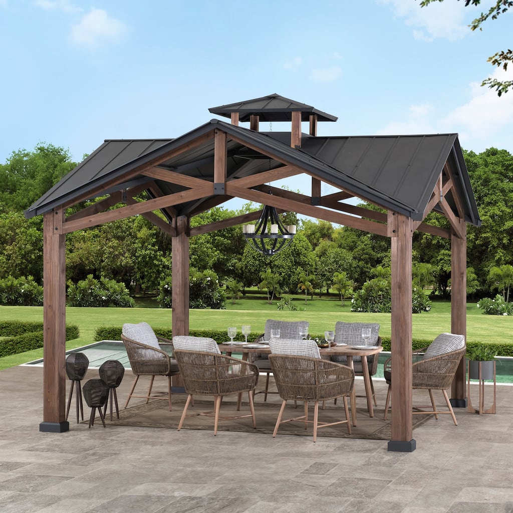 Sunjoy Bella 12.5 ft. x 12.5 ft. Cedar Framed Gazebo
