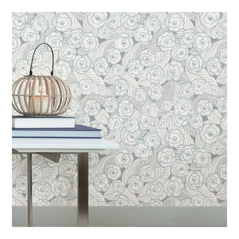 NuWallpaper Oopsie Daisy Grey Peel & Stick Wallpaper - 216in x 20.5in x 0.025in