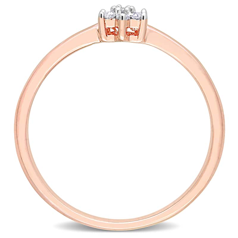 Miadora Diamond Accent Floral Promise Ring in Rose Plated Sterling Silver