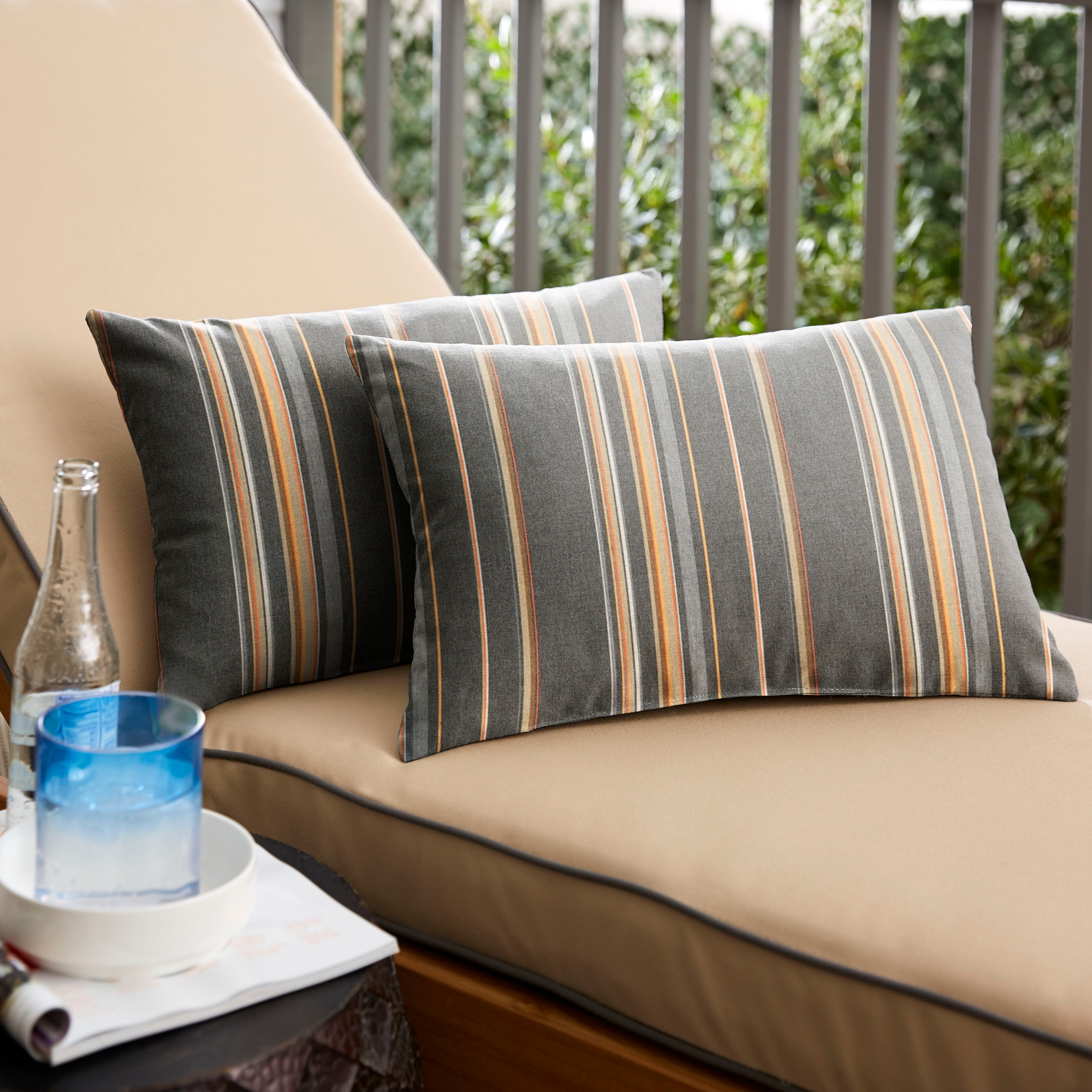 Sunbrella Stanton Greystone Indoor/Outdoor Knife Edge Pillow (Set of 2)