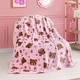 preview thumbnail 19 of 74, Juicy Couture 50"x70" Plush Kids Throw Blankets 50" x 70" - Pink/Brown