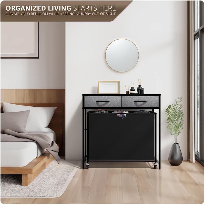 Sorbus Dresser with 3 Section Laundry Hamper Pull-Out with Wheels and 2 Drawers Laundry Room Organization