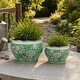 preview thumbnail 21 of 80, Decorative Floral Ceramic Chinoiserie Round Planter - Set of 2