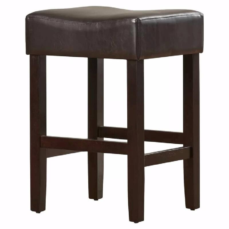 Set of 2 Backless Leather Barstools, 26.75" Counter Height