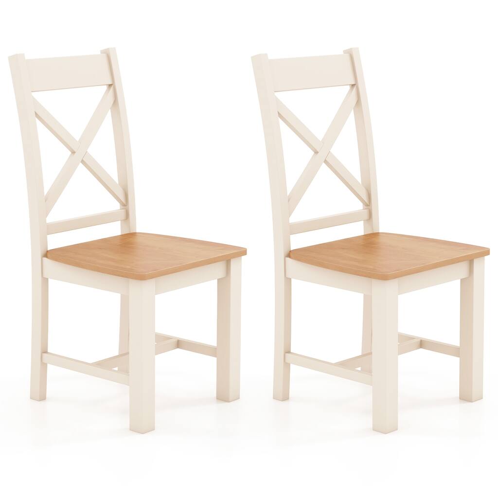 Gymax Modern Wooden Dining Chairs Set of 2 w/ High Back Rubber Wood