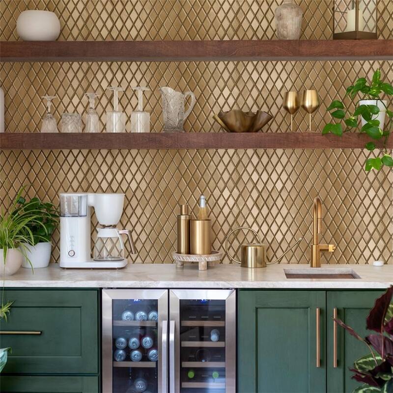 Merola Tile Hudson Kite Gold 10-1/8" x 11-3/4" Porcelain Mosaic Floor and Wall Tile