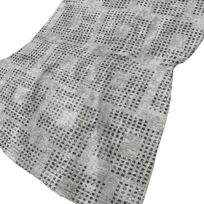 HomeRoots 50" X 70" Gray And Silver Geometric Polyester Woven Plush Throw Blanket
