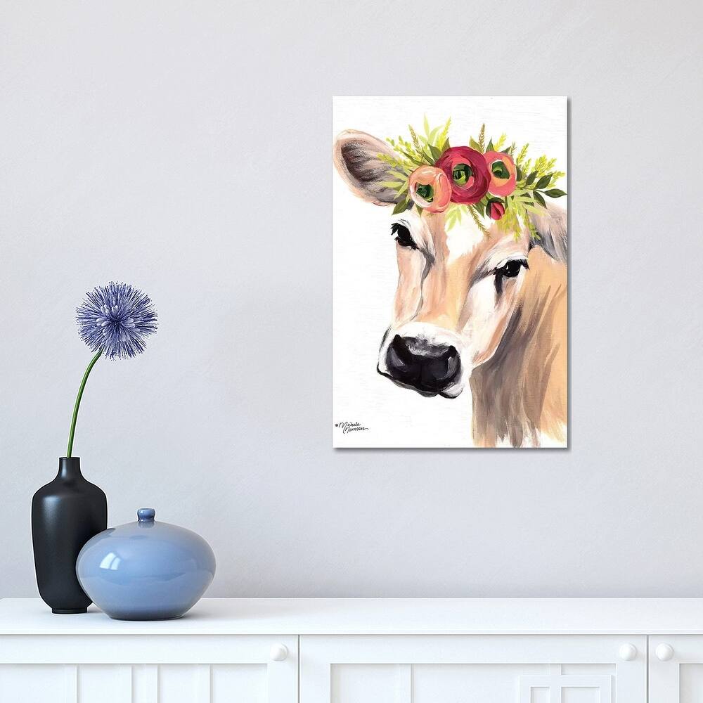 iCanvas "Jersey Cow with Floral Crown" by Michele Norman Canvas Print