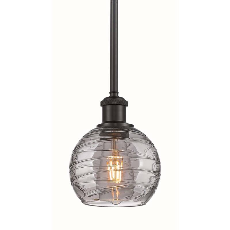 Innovations Lighting 516-1S-9-6 Athens Deco Swirl Pendant Athens Deco - Oil Rubbed Bronze / Light Smoke Deco Swirl