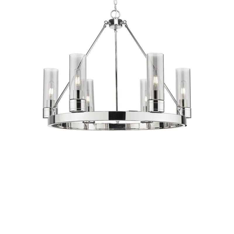 Innovations Lighting 617-6CR-24-29-8 Boreas Chandelier Boreas 6 Light - Polished Nickel / Light Smoke