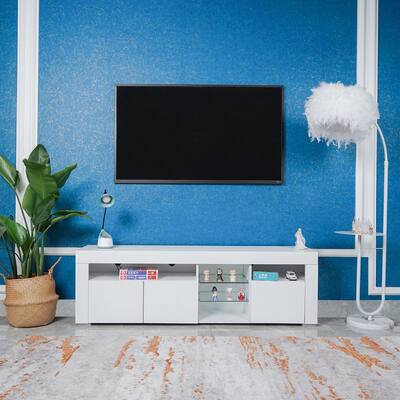 TV Stand with Storage Shelf & LED Lights, TV Cabinet for up to 65 Inch