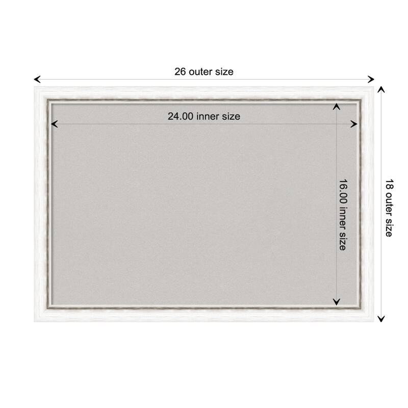 Morgan Wood Framed Grey Corkboard Bulletin Board - Morgan White Silver - Board Size 24x16