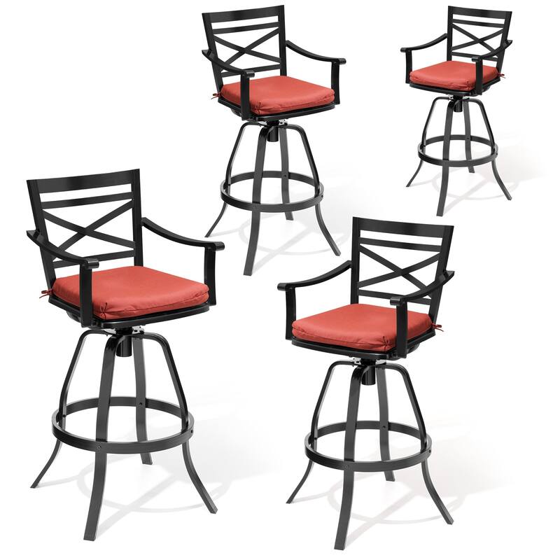 Outdoor Bar Stools Patio Aluminum Swivel Barstools with Sunbrella Cushion