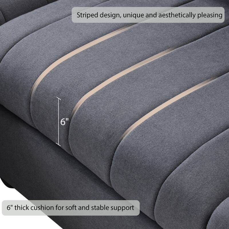 89" L-Shaped Sectional Sofa with Convertible Ottoman