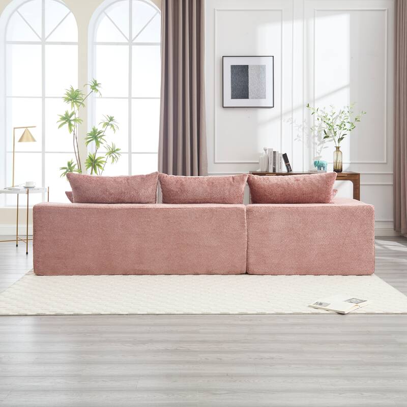 Floor Standing Chaise Lounge Couch L-shape Sectional Sofa with Ottoman