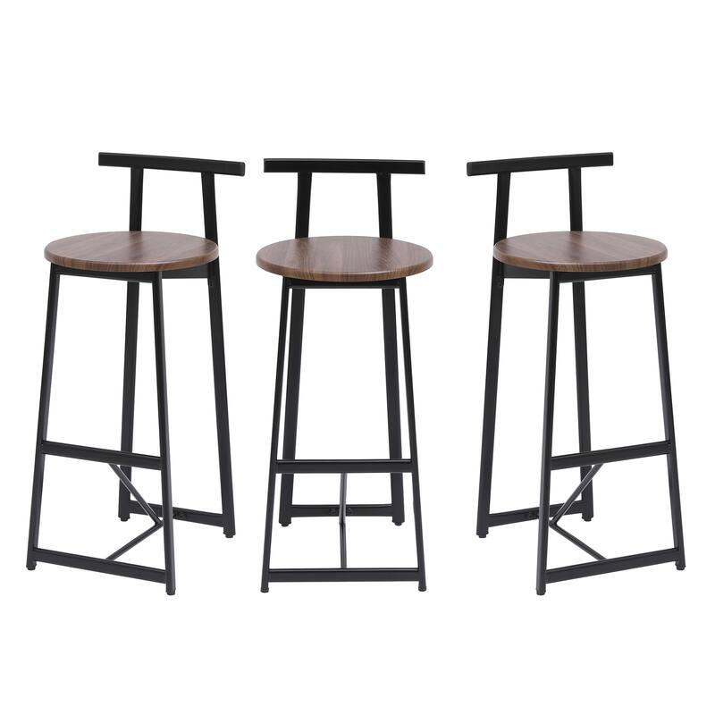 Bar Stools Kitchen Island Bar Chairs Set of 3 Metal Counter Barstools with Backrest for Dining Pub Room