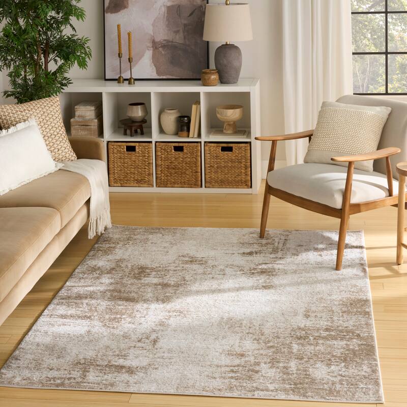 Nourison Dekor Indoor only Abstract Area Rug - Ivory/Taupe - 5'3" x 7'