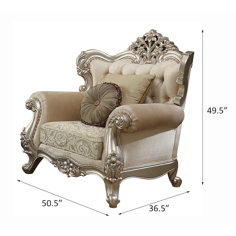 Carson Beige and Champagne Wingback Chair with Button Tufted - Beige and Champagne