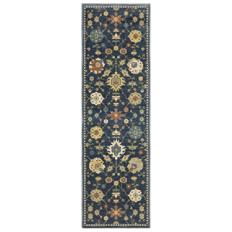 Style Haven Federica Bohemian Oriental Fringe Edge Area Rug - 2' 3" x 7' 6" - Blue/Gold - Runner