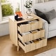 preview thumbnail 9 of 12, Garvee Modern 3 Drawers Sofaside End Table Chairside Table Set of 2 with Gold Handle for Living Room Oak