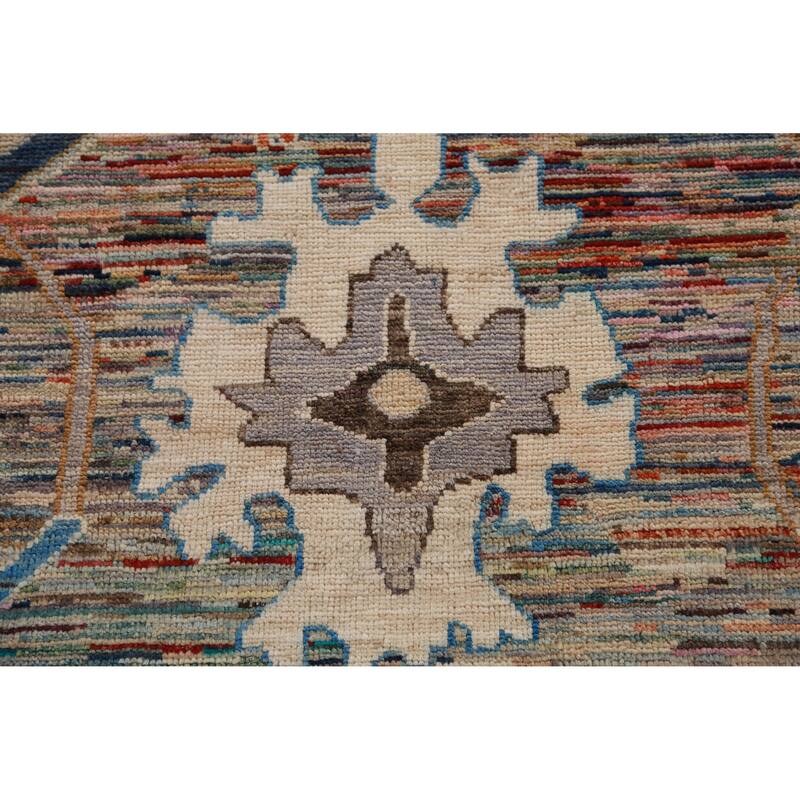 Hand Knotted Oriental 100% Wool Carpet Transitional Floral Multi-Colored Oushak Area Rug - 11' 5'' X 8' 10''