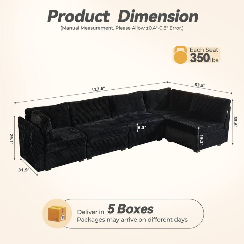 HOOOWOOO Modern Upholstery Fabric Sectional Sofa