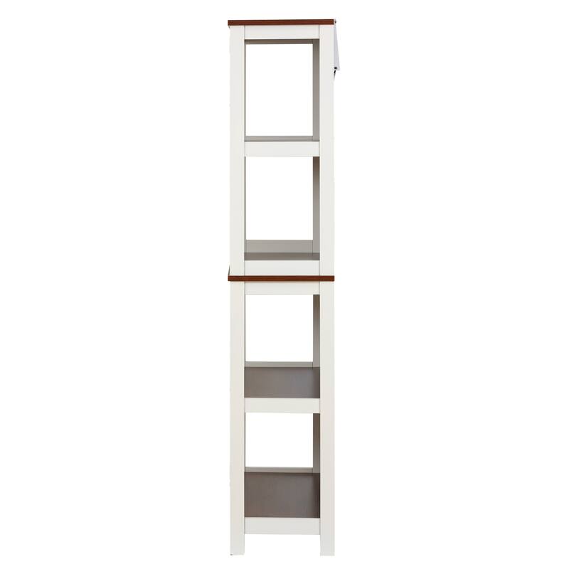Tall Bookcase with Shelves - 59.5" Home Office Bookcase - Cherry & White Finish - Storage Unit