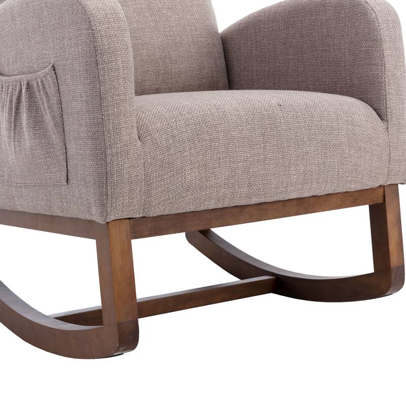GDFStudio - Amelia Linen Upholstered Rocking Chair with Spacious Seat and Tall Back Design