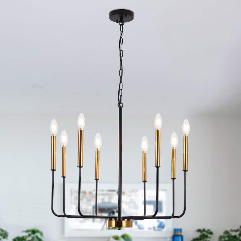 8-Light Farmhouse Traditional Candle Chandelier for Dining Room Bedroom Living Room