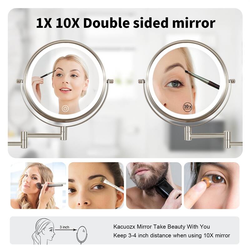 Wall Mounted Makeup Mirror with Down Double-Sided 1x/10x Magnification