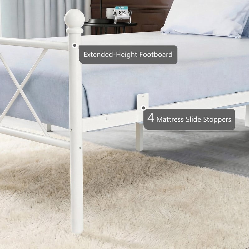 Full Size Metal Platform Bed with RGB LED Lights,Charging Station,Heavy Duty,Remote and App Control,Under Bed Storage