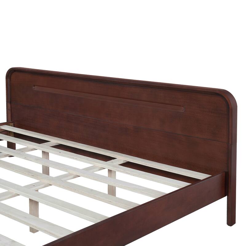 Rustic Style Solid Pine Wood Platform Bed,Queen/King