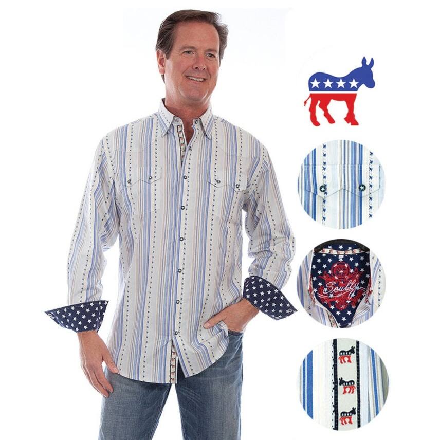 Scully Western Shirt Mens Long Sleeve 2020 Election Snap F0_PS-253