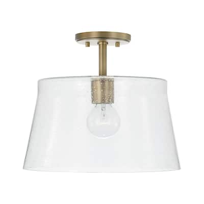 Baker 1-light Pendant/ Semi-Flush Mount w/ Clear Seeded Glass