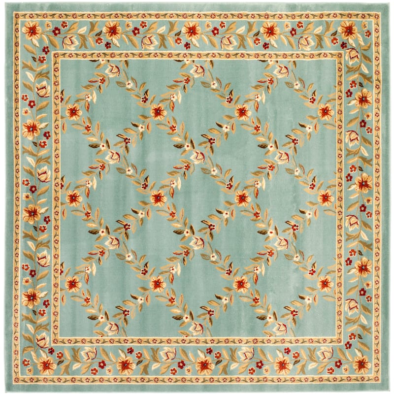 SAFAVIEH Lyndhurst Arenda Traditional Oriental Trellis Rug - 6'7" Square - Blue/Blue