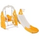 preview thumbnail 1 of 22, 4 In 1 Toddler Slide And Swing Set Kids Freestanding Climber Slide Playset With Basketball Hoop Rocket Themed Slide Yellow
