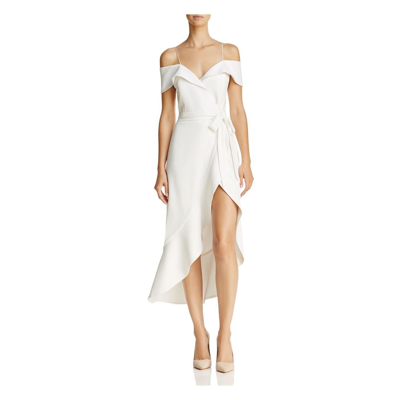 white off shoulder wrap dress