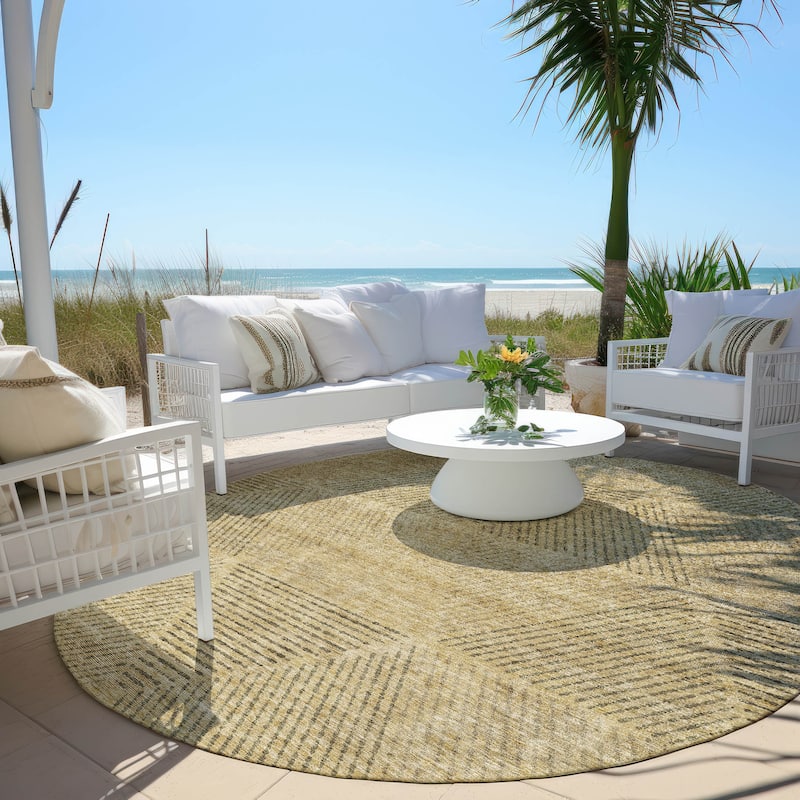 Machine Washable Indoor/ Outdoor Chantille Prism Contemporary Rug - Wheat - 8' x 8'
