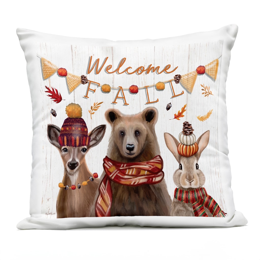 Stupell Welcome Fall Woodland Animals Printed Outdoor Throw Pillow Design by Elizabeth Tyndall