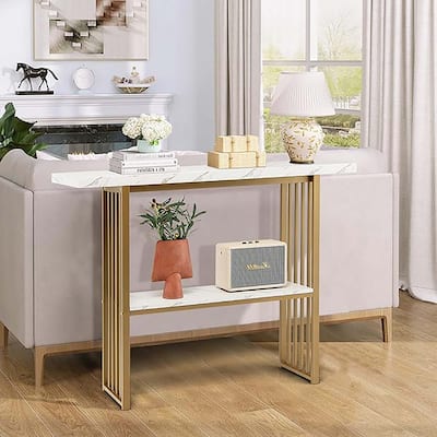 48'' Living Room 2-tier Console Table Modern Entryway Hallway Table