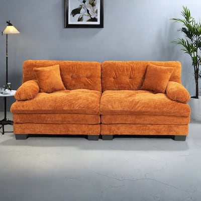 84" Upholstered 3-Seater Sofa with Dual-Layer Memory Foam Cushioning, and Complimentary Comfort Pillows