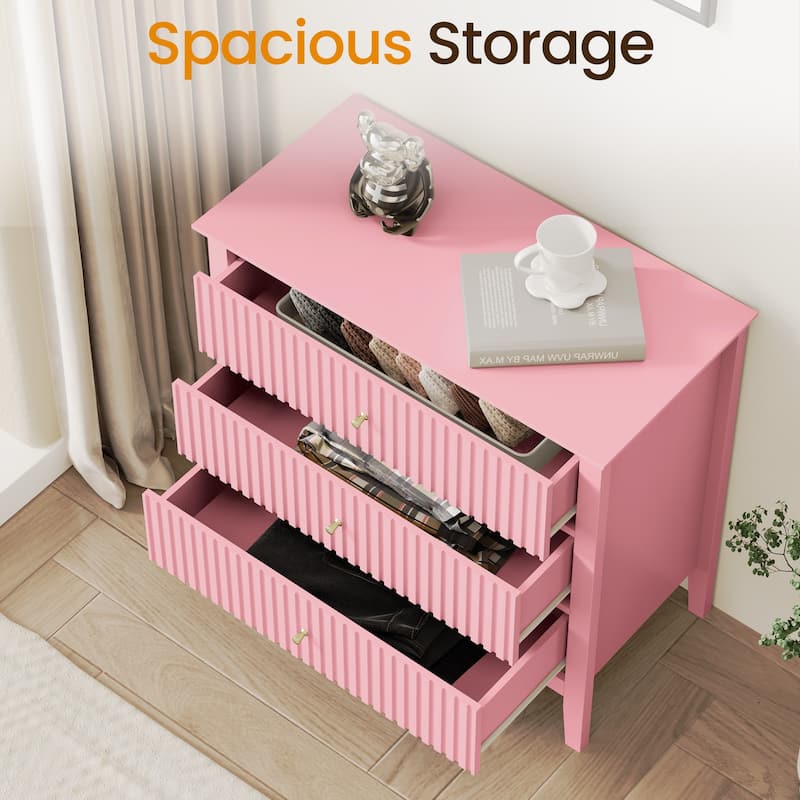 Fluted 3 Drawer Dresser