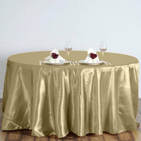 10 Pcs Satin Tablecloths Party Tabletop 120" Round Champagne
