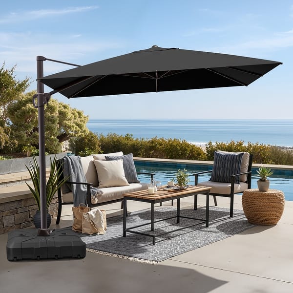 9 x 11 patio umbrella PURPLE LEAF Cantilever 9' 11.5' Rectangle 360 Rotation Grey quality 250 11 ft. x 9 ft.